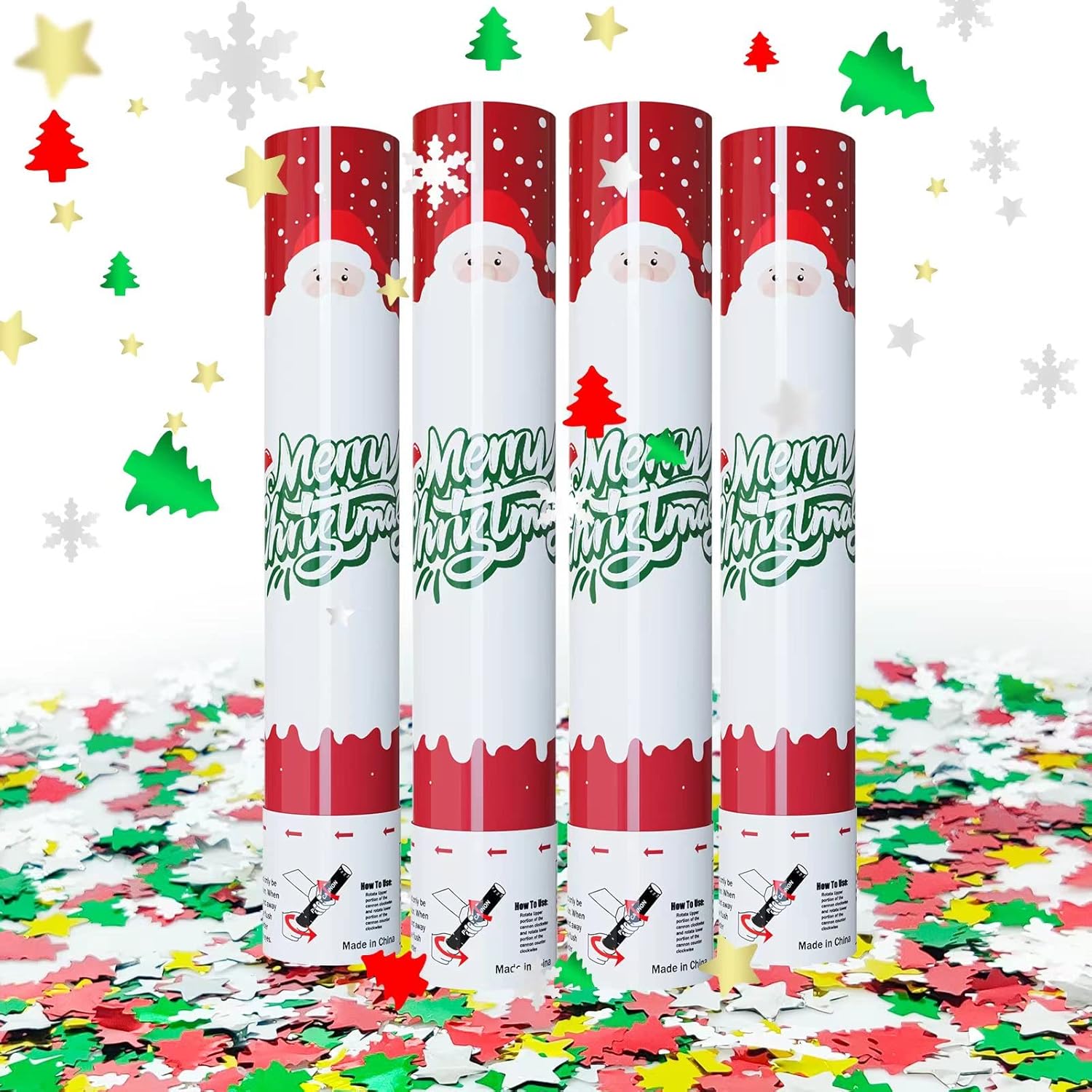 Christmas Confetti Cannon Party Poppers Shooters WORKKEEP