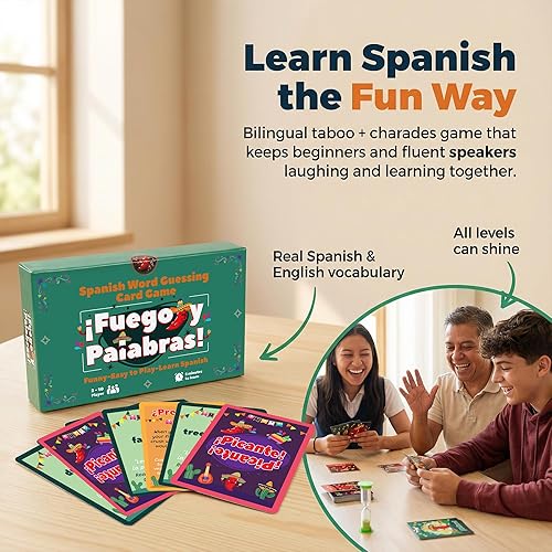Miniatura 2 de Juegos en español Tabú Charades  Juego de cartas de actuación y aprendizaje bilingüe - Desafíos fáciles y divertidos para practicar español