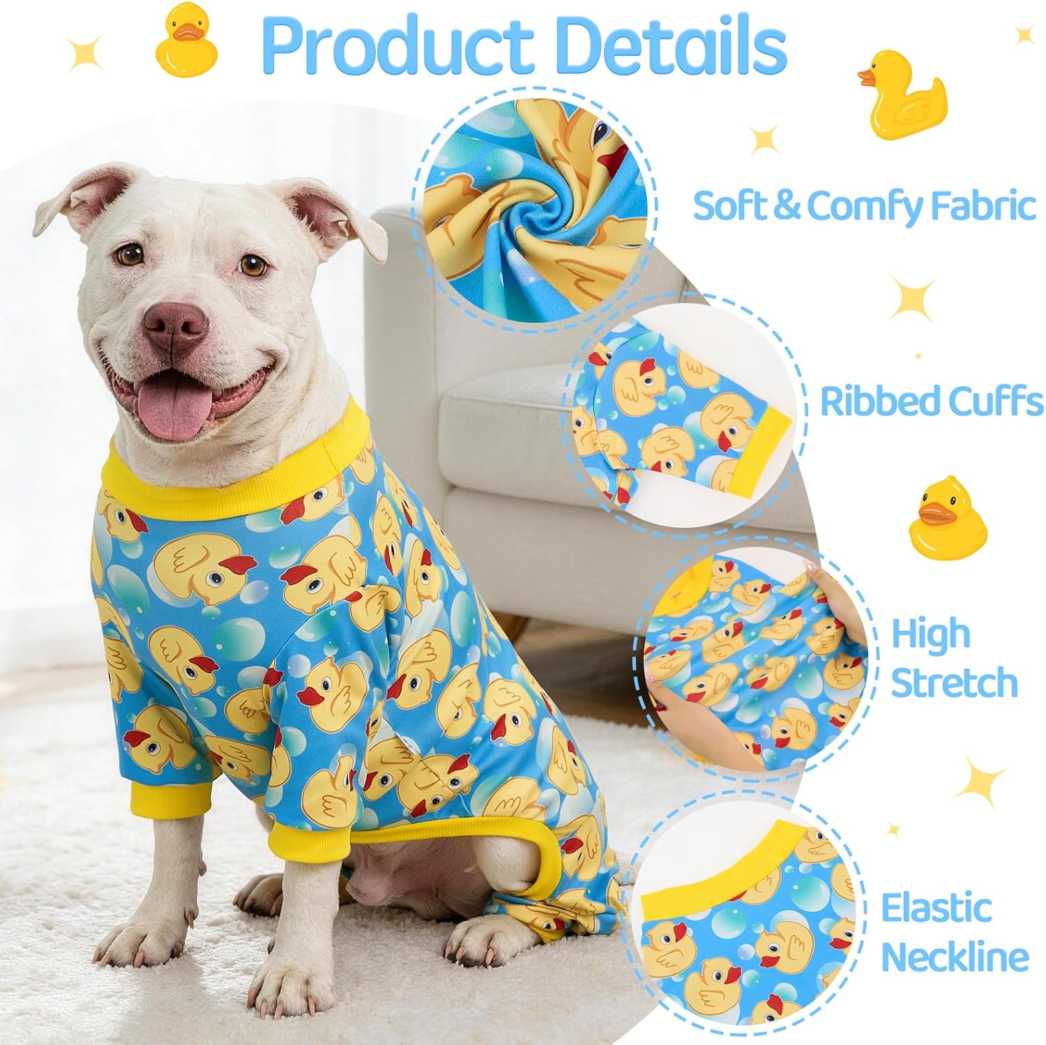 XPUDAC 4 Pieces Dog Pajamas for Large Dogs Pjs Clothes Puppy Onesies Outfits for Doggie Christmas Shirts Sleeper for Pet Cats Jammies-XXXL