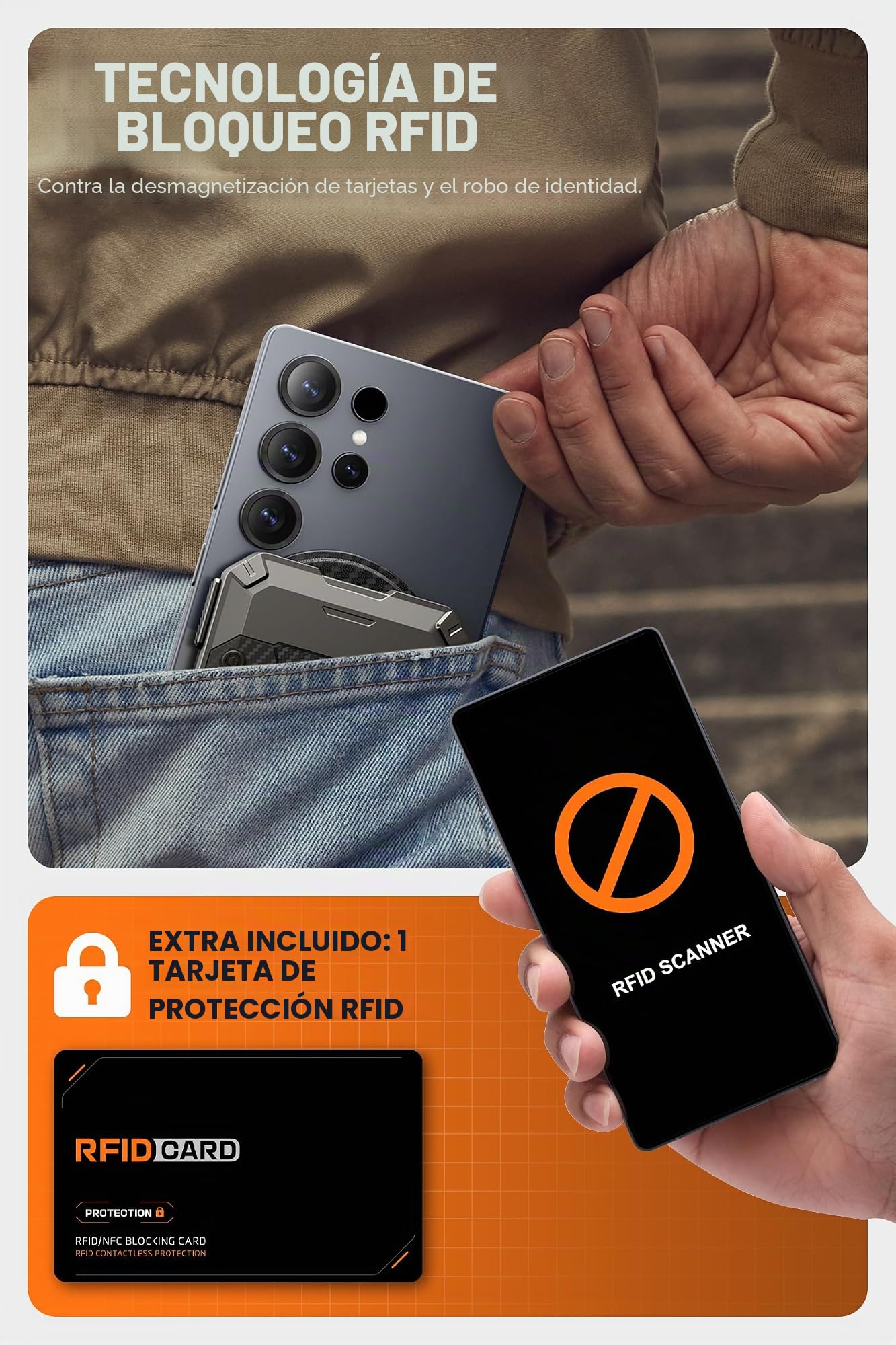 SUPCASE MagSafe Cartera Magnética para Hombre [Bloqueo RFID][Hold 5 Cards][Soporte Ajustable][com Anillo Magnético] Trípode para Samsung Galaxy S25/24/S23, iPhone 17/16/15/14 y Google Pixel 10