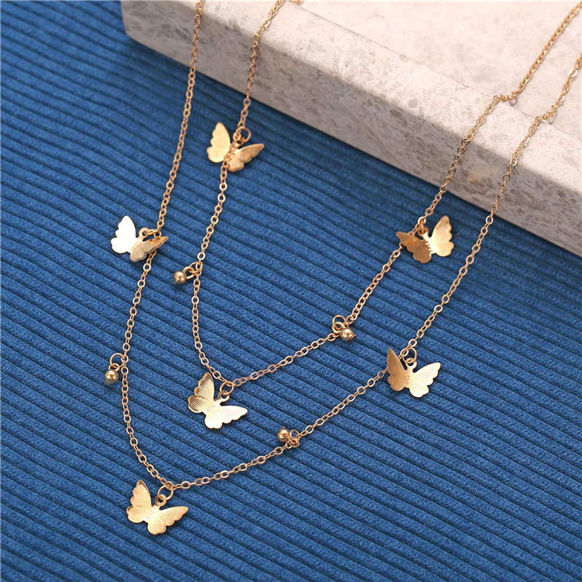 Plated Toned Layered Necklace CT-NCKV-44207