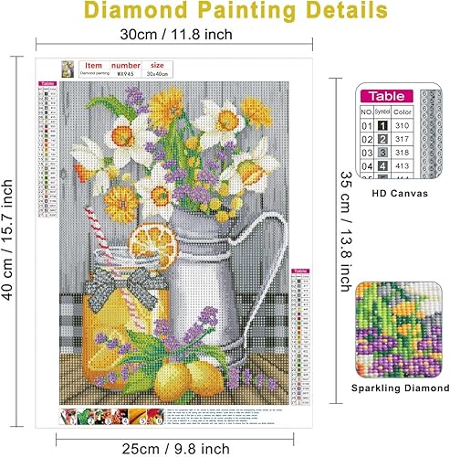 Miniatura 2 de NAIMOER Kit de arte de diamantes para adultos, diamante de taladro completo 5D, kit de arte de diamante de limón, kits de arte de diamantes de