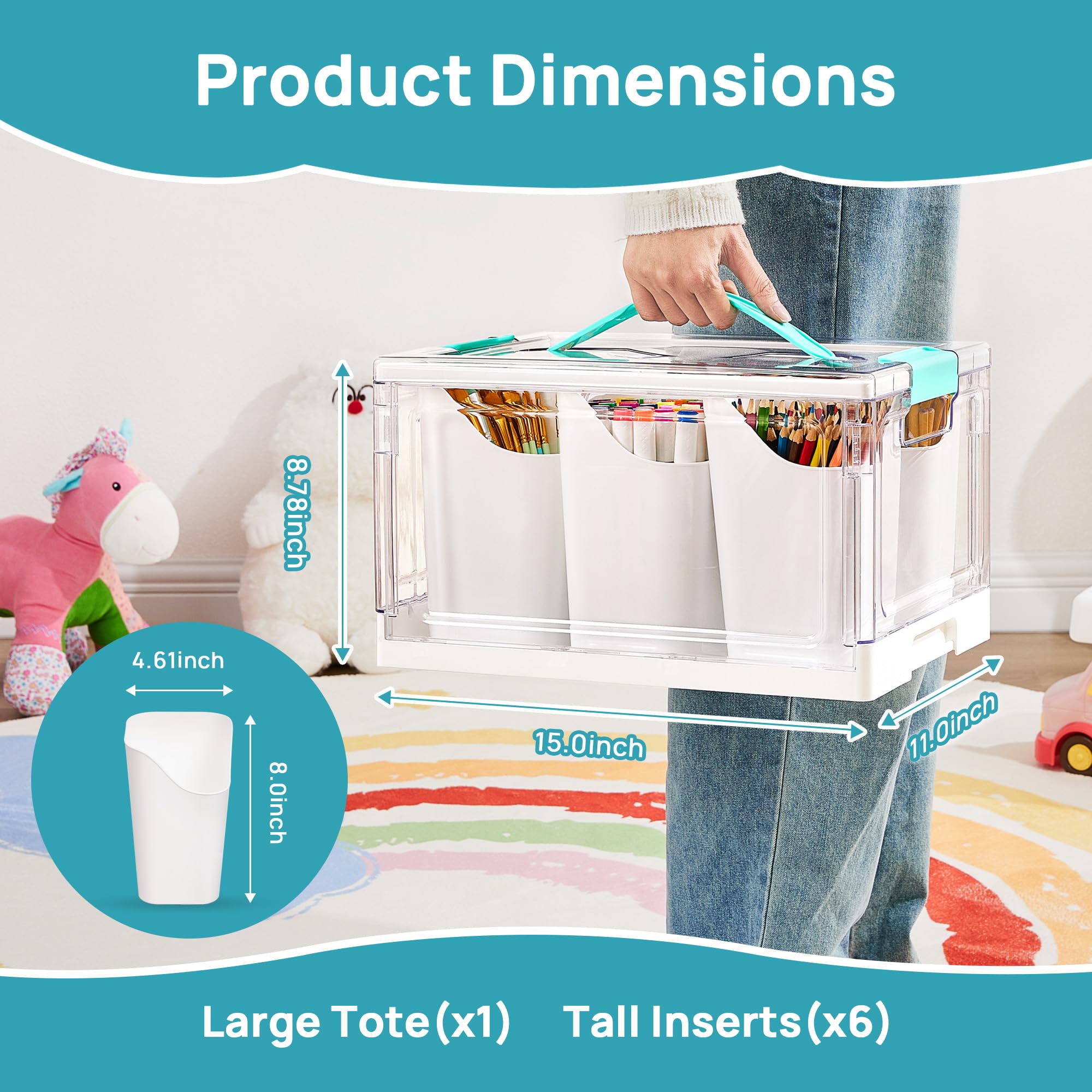 24 QT Clear Plastic Craft Storage Organizer Box with Dividers Art Supply Bin