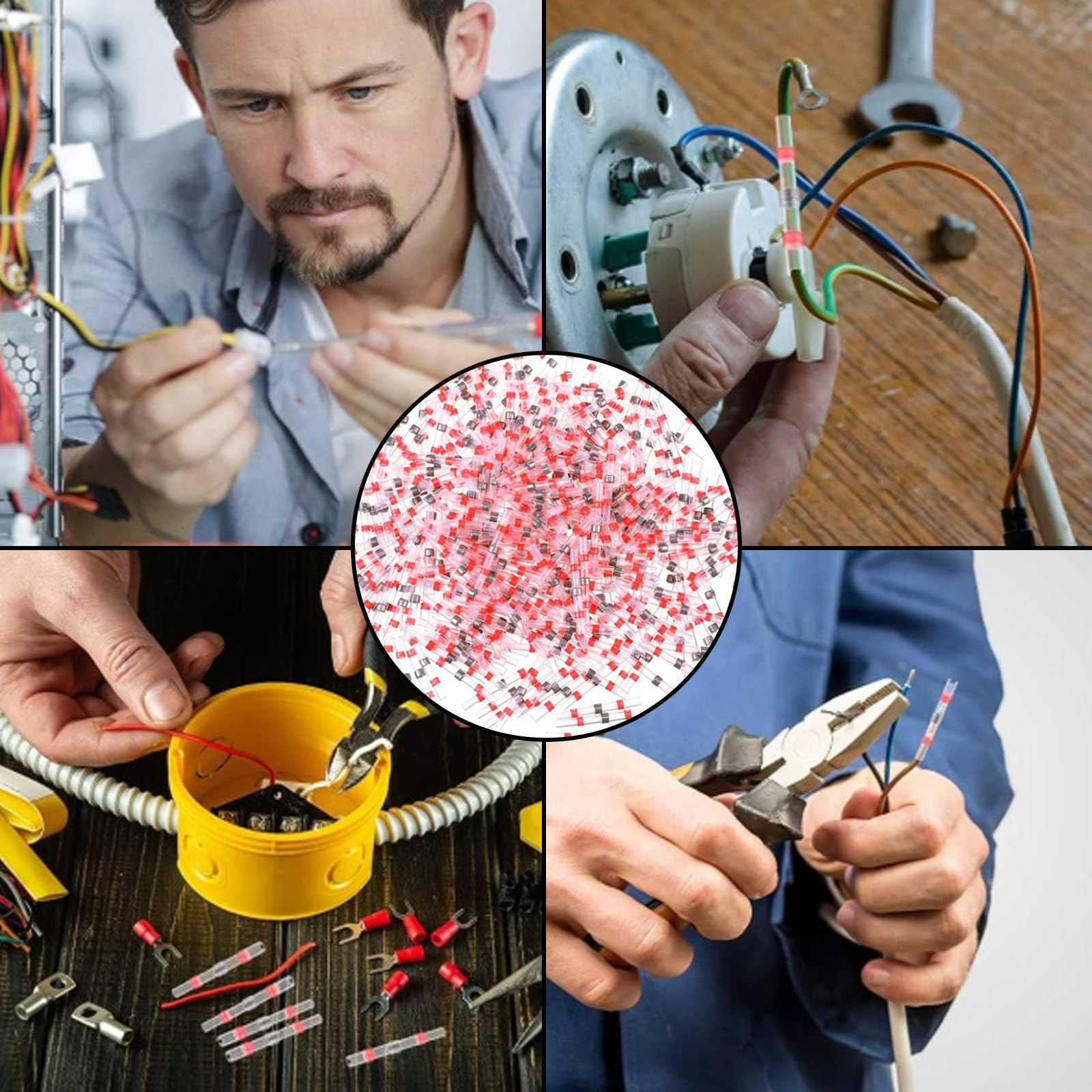 GIONAR AWG22-18 Lot de 150 connecteurs à souder avec gaine thermorétractable Connecteur de fil avec joint de soudure Rouge Connecteur à sertir pour l'industrie électronique automobile