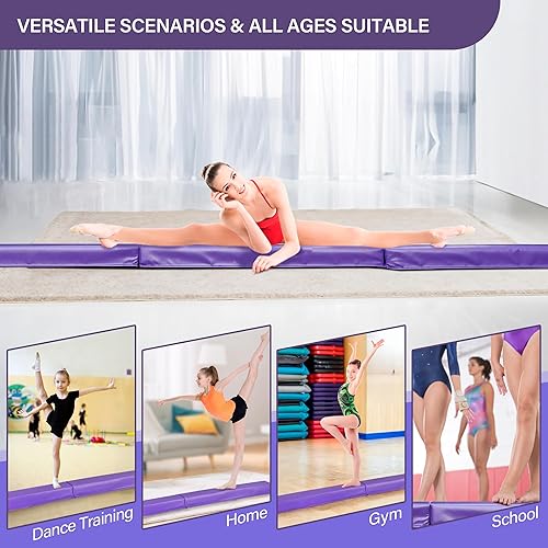 Miniatura 6 de 6FT9FT Balance Beam Folding Gymnastics Beam Extra Firm Foam Anti-Slip Bottom Equipment for Floor Home Training, Kids, Adults