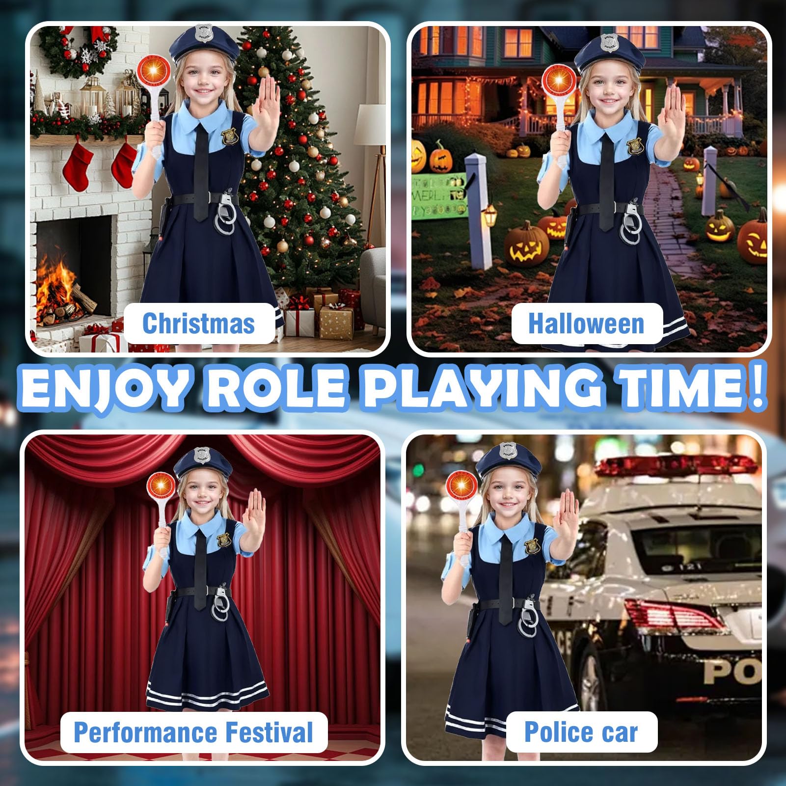 Costume da polizia, per bambini, per carnevale, Halloween, cosplay