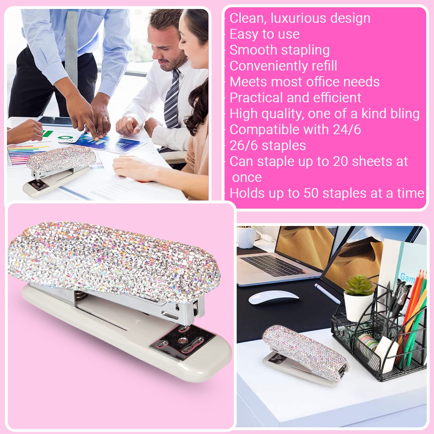 Red Rhinestone Stapler Snapklik.com : TISHAA Bling Crystal Dazzling Rhinestone Full Size ...