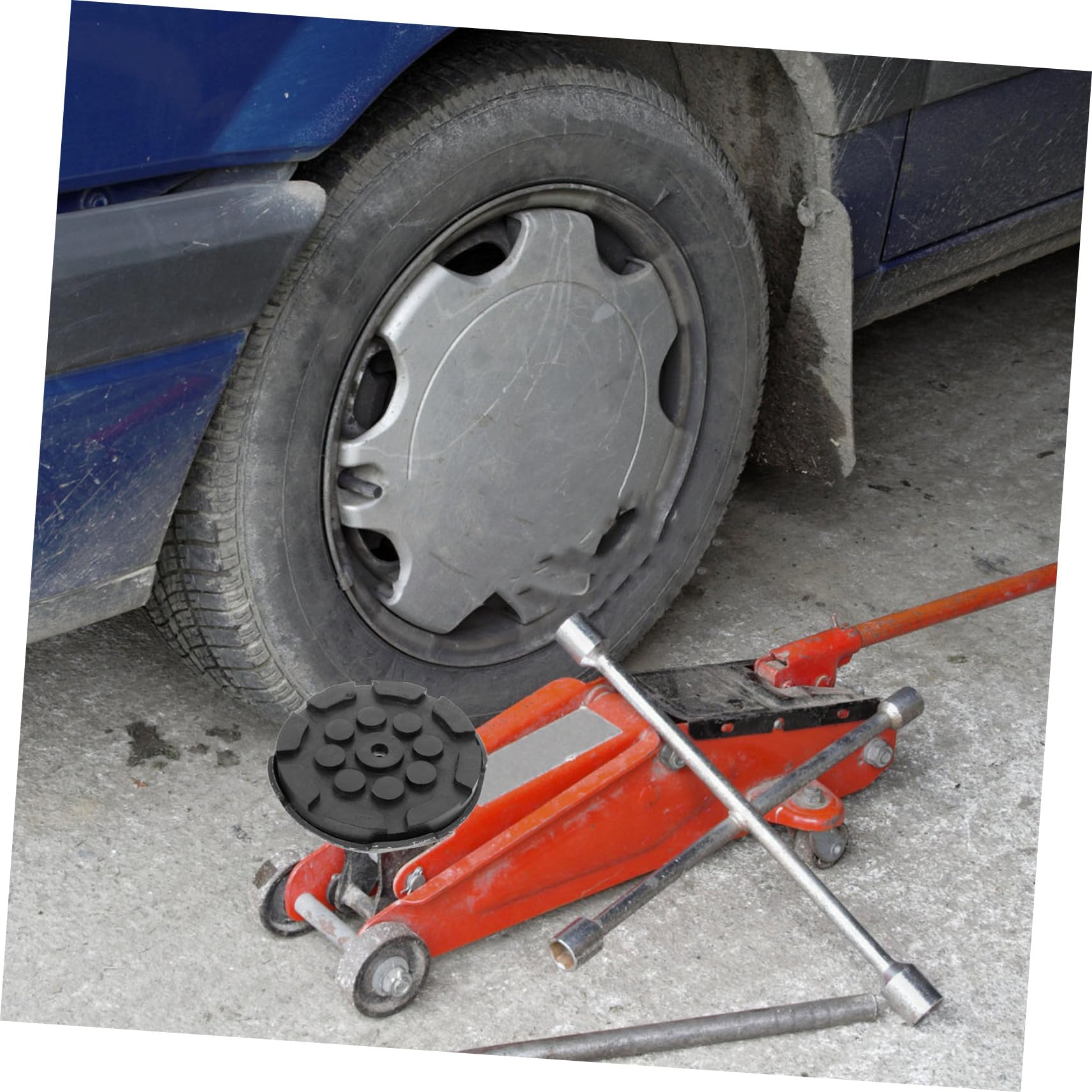 Set di Accessori per Martinetto Idraulico, Supporto Piede Base Orizzontale in Gomma e Acciaio, Protezione e Sollevamento Fluido