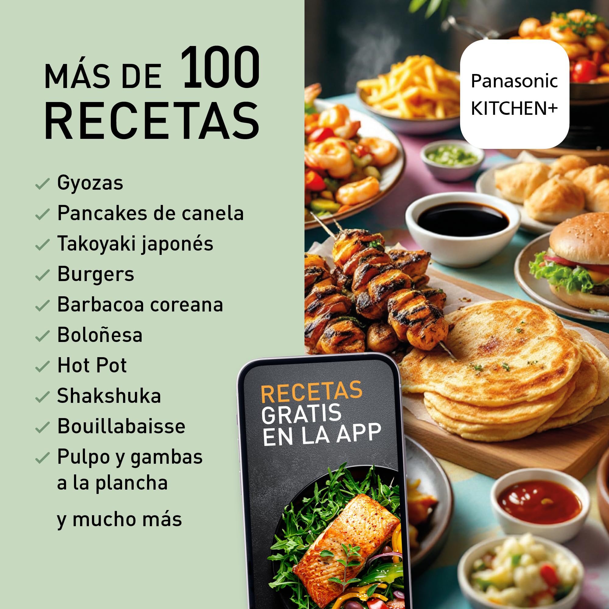 Panasonic NF-GM600 Multi Cooker 6 en 1, Grill Electrico, Freír, Cocción Lenta, BBQ, Vapor, Saltear, 1400W, 40–250°C, 9 Modos Automáticos, Extractor de Humo, Bandejas aptas para lavavajillas