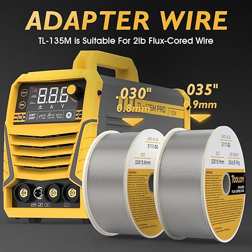 Miniatura 4 de TOOLIOM 135A Soldador MIG sin gas de núcleo de flujo 110V Soldador MIG Flux MIG/Lift TIG/Stick Máquina de soldadura 3 en 1 IGBT DC Inversor