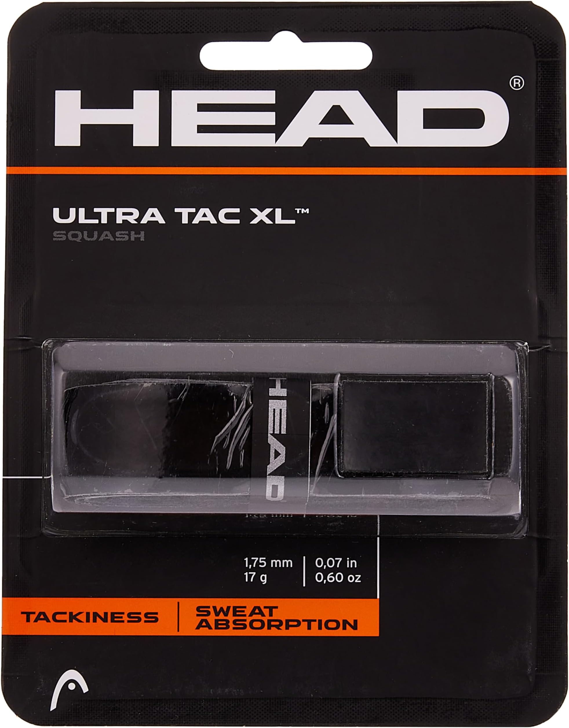 HEAD Ultra Tac XL Overwrap Squash Racket Grip, Black