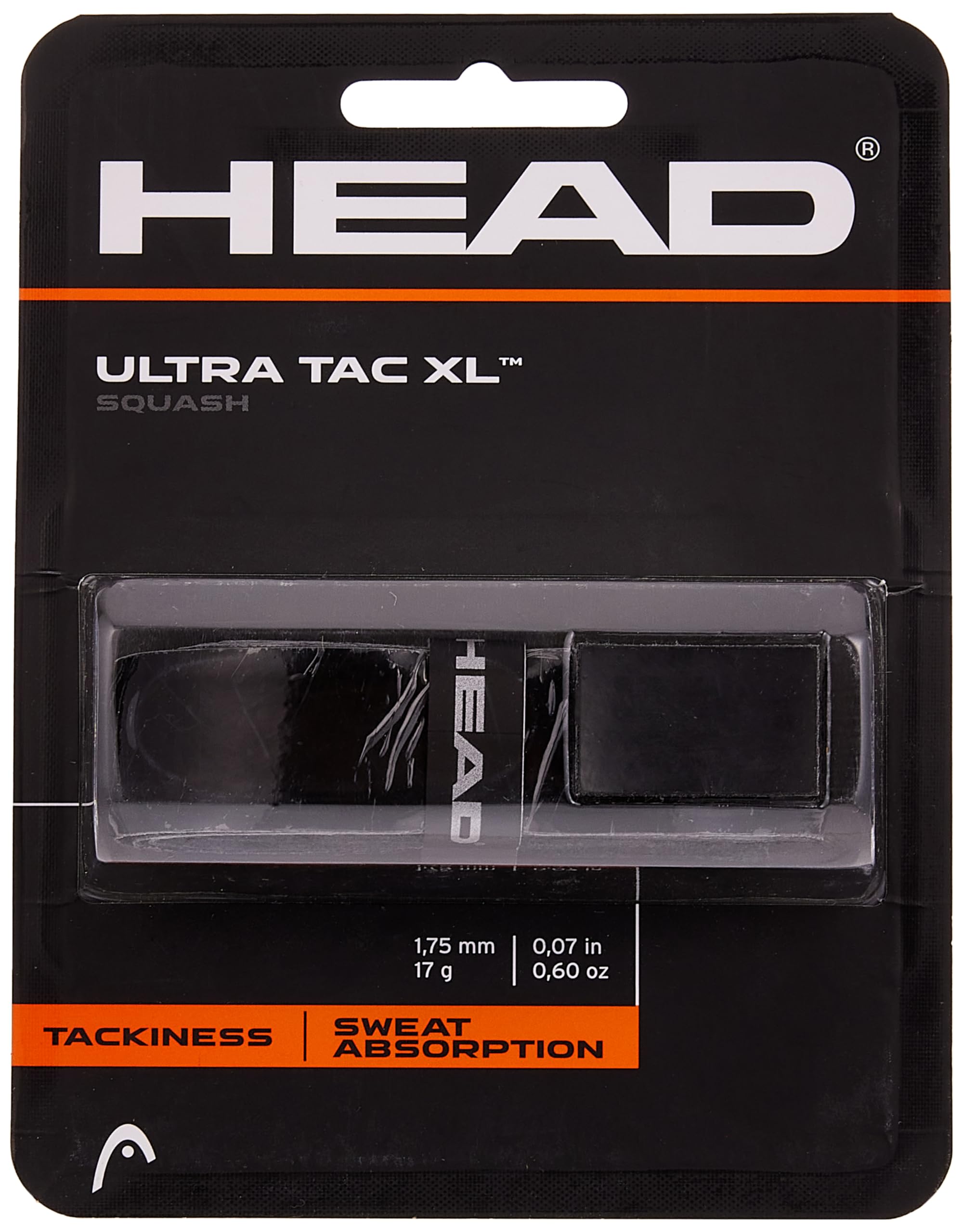 HEAD Ultra Tac XL Overwrap Squash Racket Grip, Black
