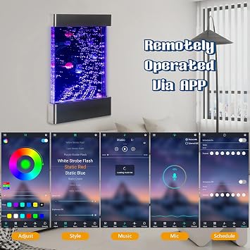 LED Sensory Bubble Wall Water Panel 24x16 Stainless Steel Wall-Mounted Panel with Floating Fish, Color-Changing Lights, Remote & APP Control for Sensory Rooms & Therapy Spaces