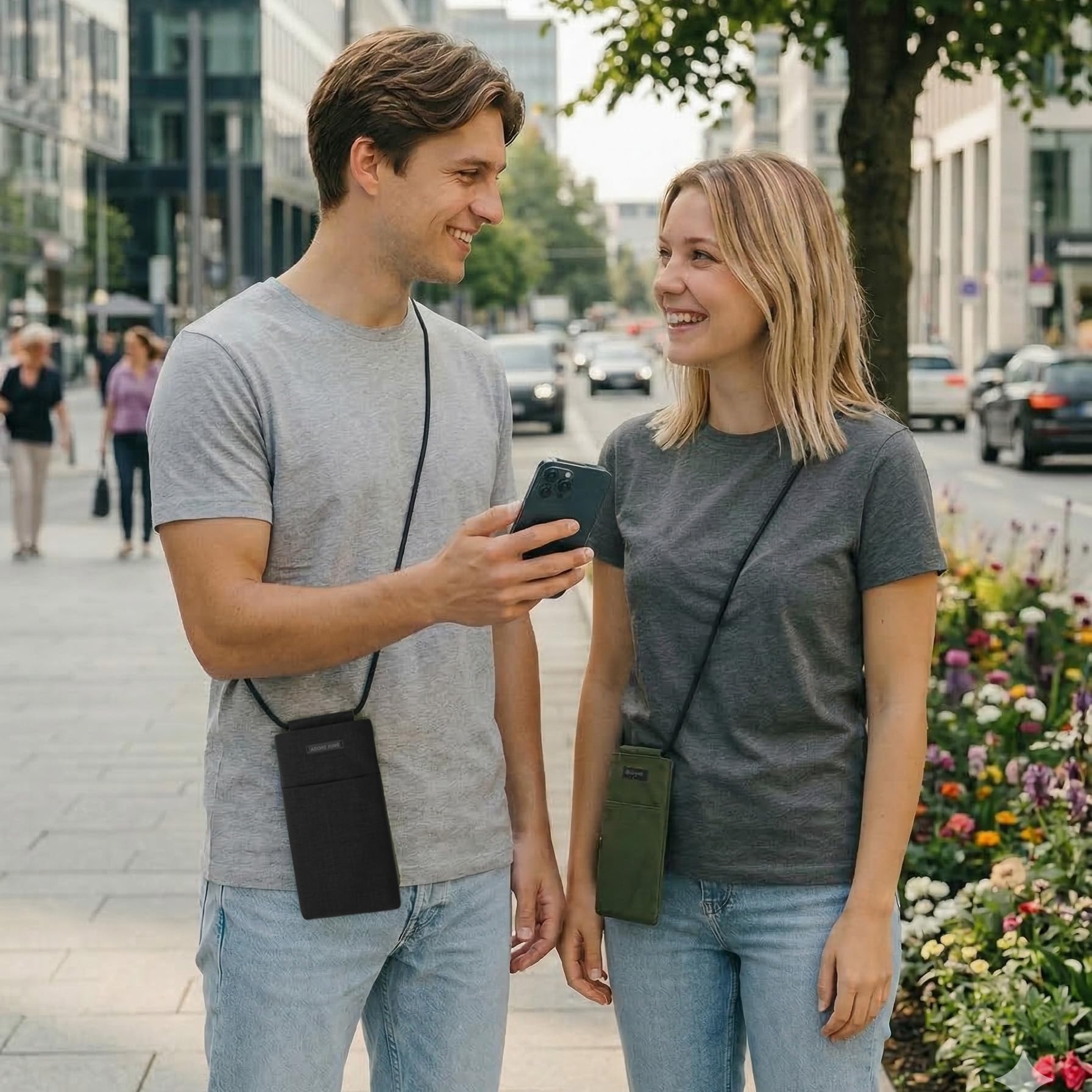 Adore June Move Handy Umhängetasche Crossbody 6,7-7,0 Zoll Schwarz | Kompatibel mit iPhone 17 Pro Max, iPhone 16 Pro Max, Galaxy S26 Ultra / S25 Ultra - verstellbares Band, gefertigt in Europa