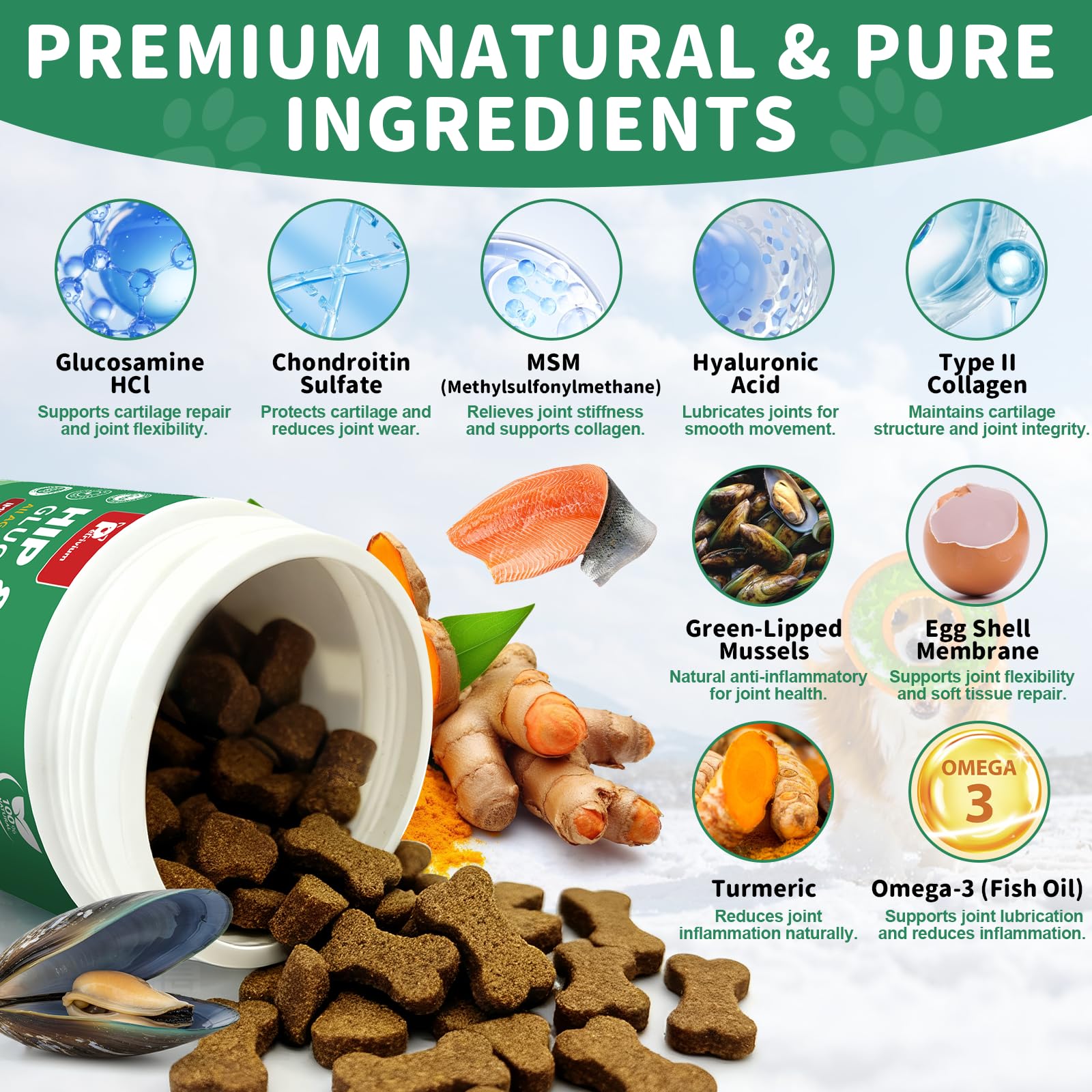 Hip and Joint Supplement for Dogs, Glucosamine Treats Chews with Chondroitin, MSM, Turmeric - Support Joint Pain Relief, Mobility, Reduce Occasional Discomfort, Fit All Ages and Breeds, 150 Soft Chew - image 5