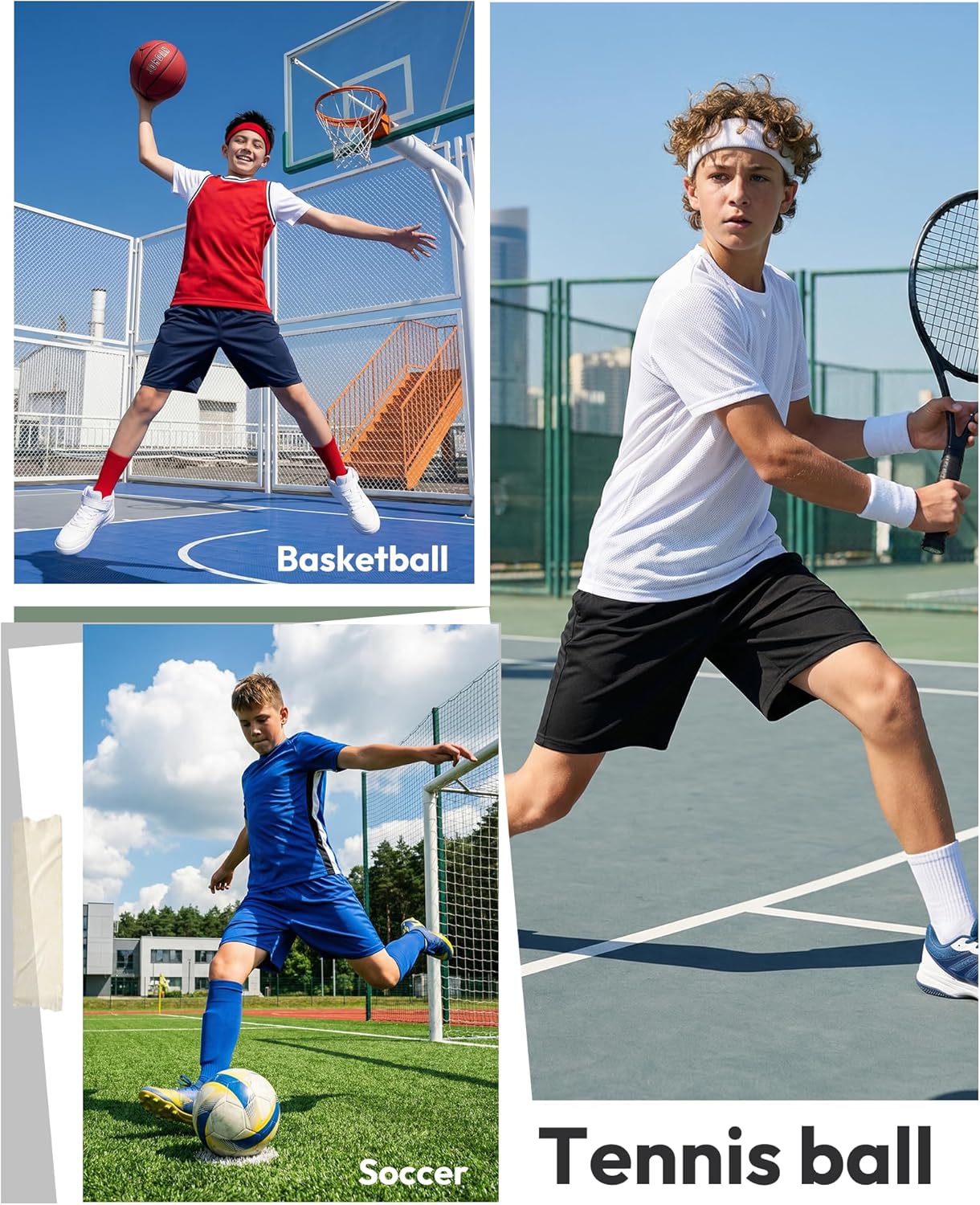 Boys Athletic Shorts Elastic Basketball Shorts Quick Dry Youth Shorts Sports Soccer Shorts for Boys with Pockets