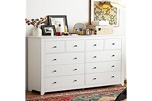 EnHomee 8 Drawer Wooden Dresser, White