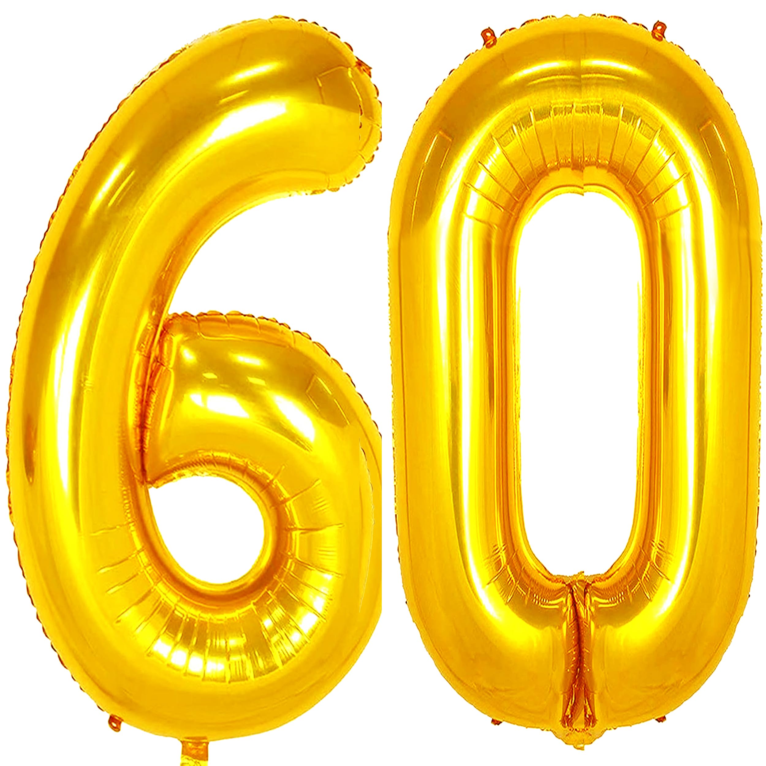 Jonhamwelbor 60 Number Balloons Gold Big Giant Jumbo Number 60 Foil Mylar Balloons for 60th Women Men Birthday Party Supplies 60 Anniversary Events