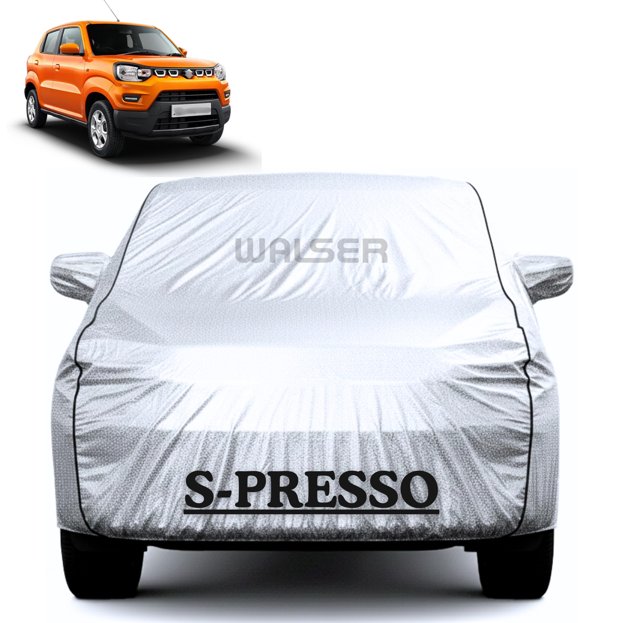 Waterproof Car Cover for Maruti Suzuki S-Presso | Full Body Protection | Dust Proof, UV & Scratch Resistant Inner Cotton | Triple Stitched | Elastic & Belt Fit | Mirror & Antenna Pocket | Magic Silver-image-7