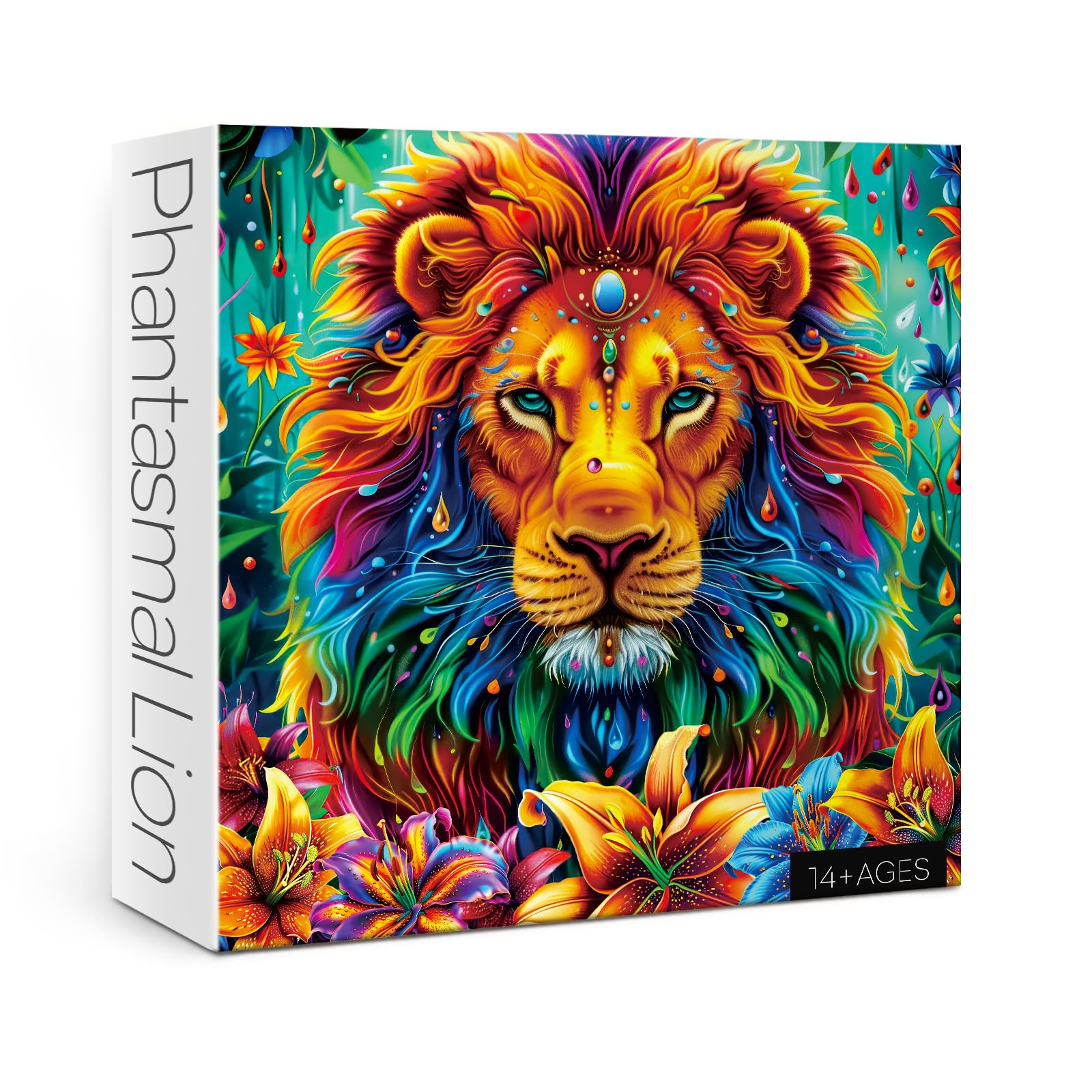 Colorful Lion King Flower Jigsaw Puzzle 1000 Piece for Adult, Art Rainbow Animal Funny Jigsaw Puzzles, Nature Cool Aesthetic Puzzle