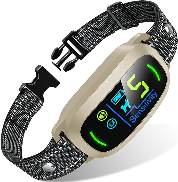 FAFAFROG Dog Bark Collar, Rechargeable Smart Collar, Anti Barking Training Collar with 5 Adjustable Sensitivity Beep Vibration, Bark Collar for Large Medium Small Dogs (Yellow)