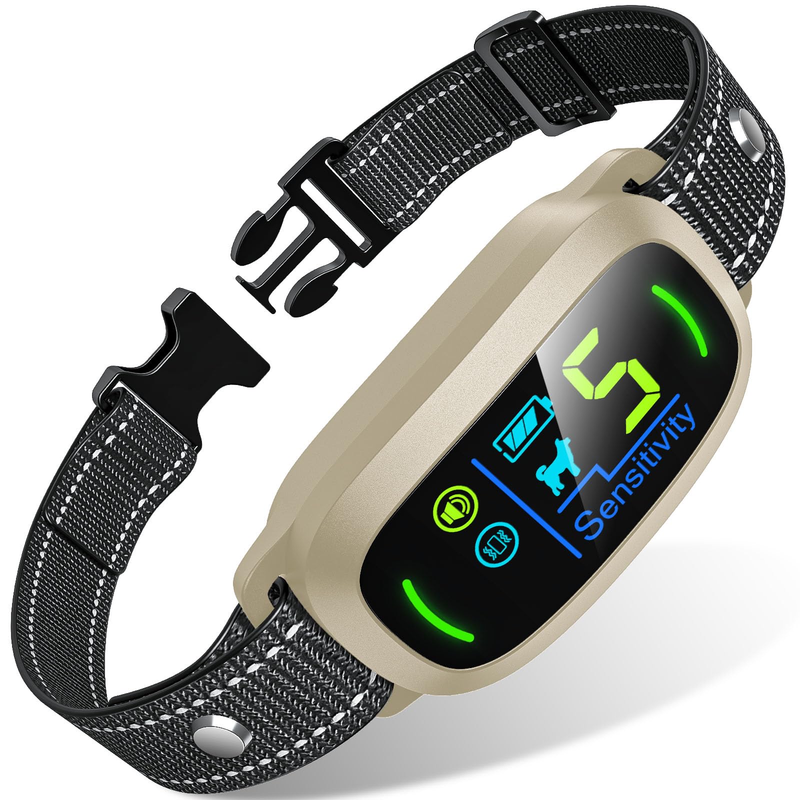 FAFAFROG Dog Bark Collar, Rechargeable Smart Collar, Anti Barking Training Collar with 5 Adjustable Sensitivity Beep Vibration, Bark Collar for Large Medium Small Dogs (Yellow)
