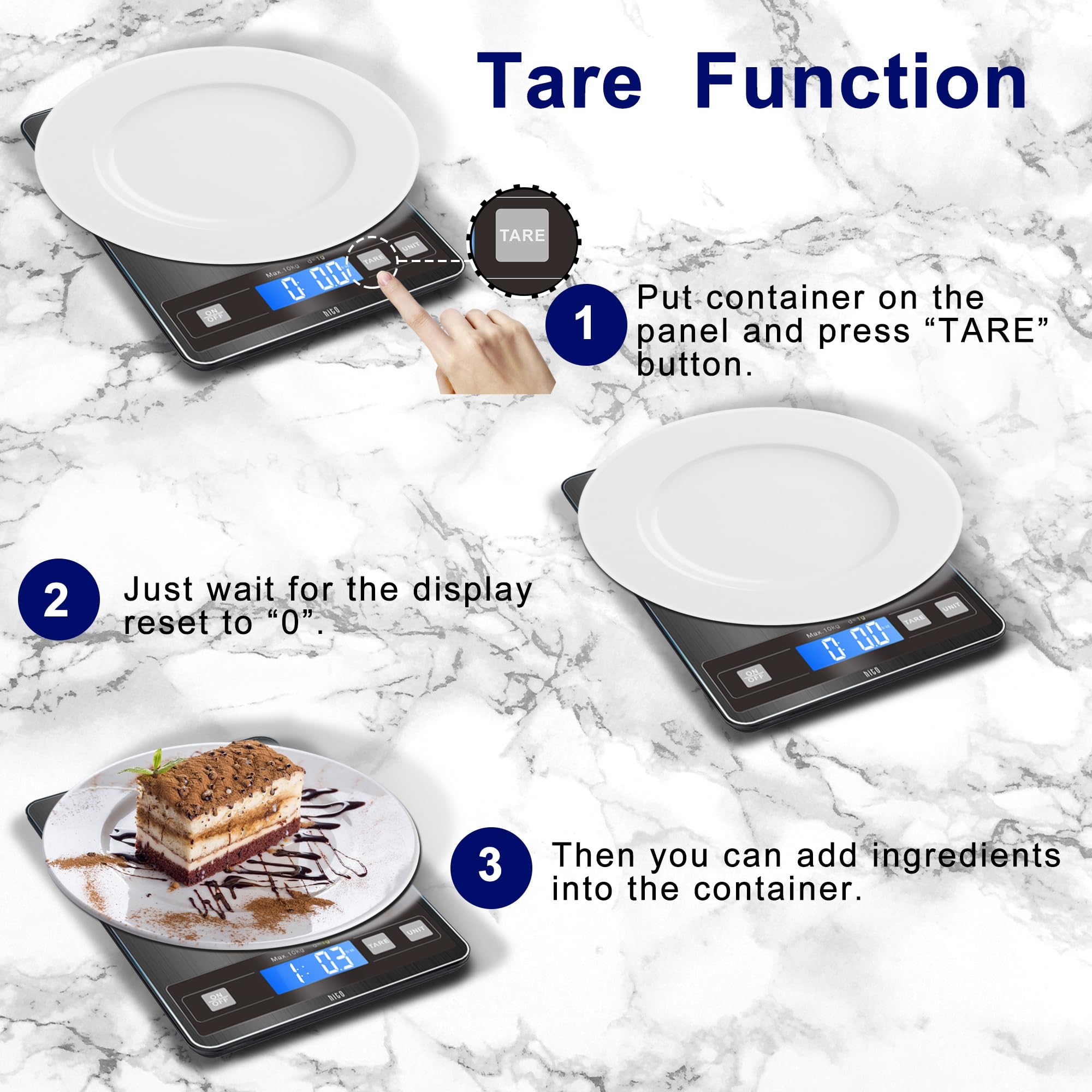 hito Balance alimentaire numérique de 15 kg, charge de type C et piles incluses, pour perdre du poids, cuisine et pâtisserie