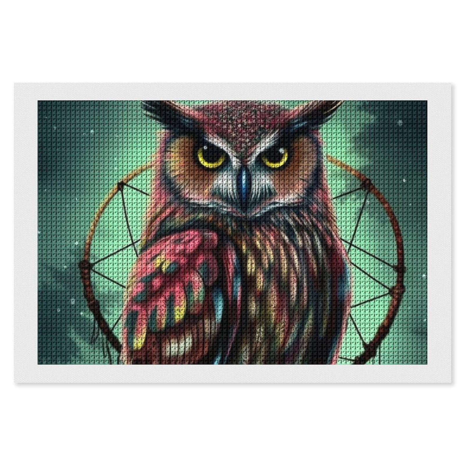 Owl Diamond Art Kits for Adults, DIY 5D Diamonds Painting Kits for Beginner, Round Full Drill Diamond Dots Painting, 8"x12" Diamonds Pictures Gem Art and Crafts Wall Decor