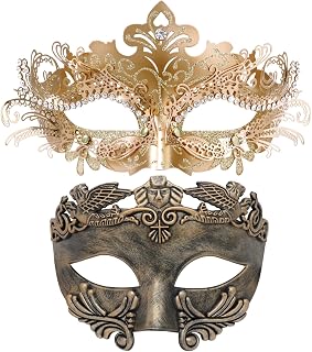 Couple Masquerade Metal Mask Roman Greek Man Mask Venetian Halloween Costume Ball Mask Mardi Gras Mask Cosplay Party Mask