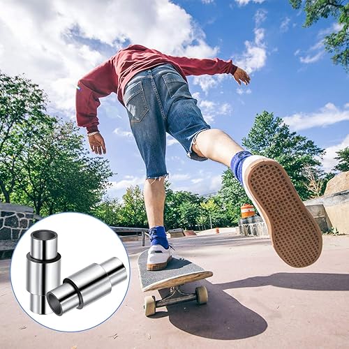 Miniatura 6 de Mudder 16 piezas de espaciadores de patines en línea eje de rodamiento espaciador de velocidad de aluminio para rodillos de ejes de 0.236 in