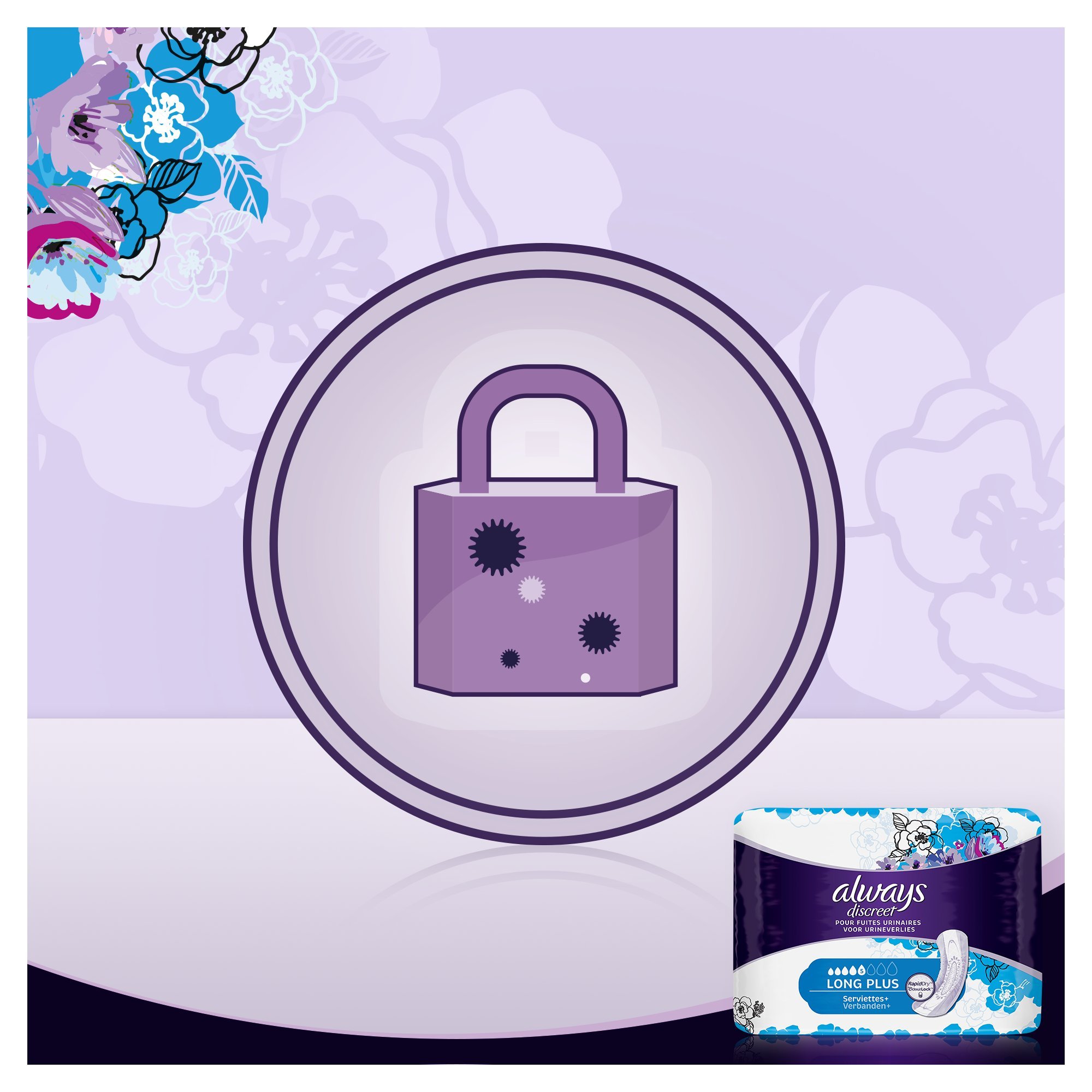 Always Discreet. Compresas largas plus para adultos (incontinencia urinaria), Pack de 2 x 8 unidades