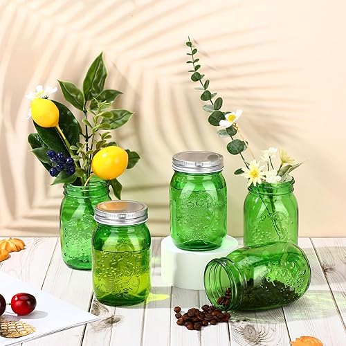 Miniatura 2 de Pinkunn 12 tarros Mason con tapas de 16 onzas, tarros de conserva de boca regular, tarros de vidrio vintage, herméticos a granel, multifuncionales,