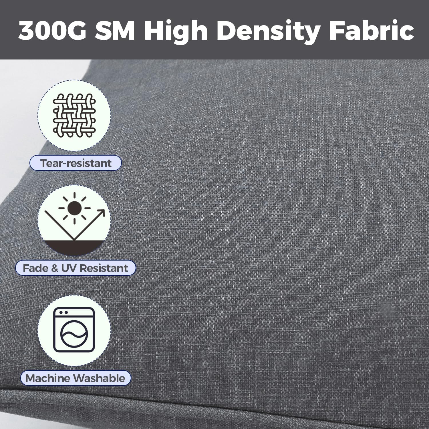 Outdoor Seat Cushion Set, 24 x 24, Rain-Proof & Fade Resistant, Patio Furniture Cushions with Deep Seat Bottom and Back, Removable Cushions for Chair, (Dark Gray)