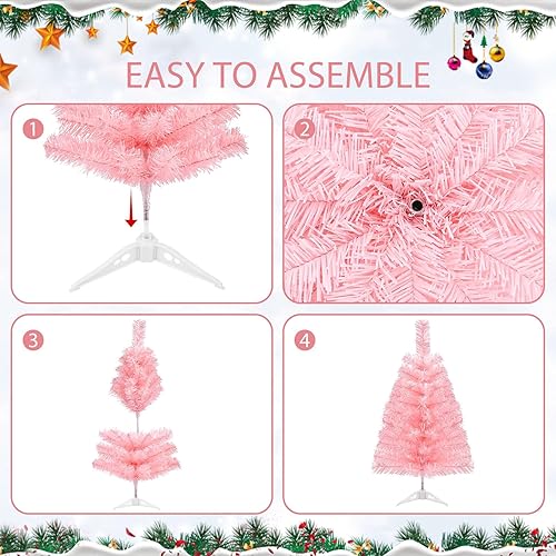 Miniatura 4 de Árbol de Navidad artificial de 2 pies con soporte de plástico, mini árbol de Navidad para interiores y exteriores, decoración del hogar