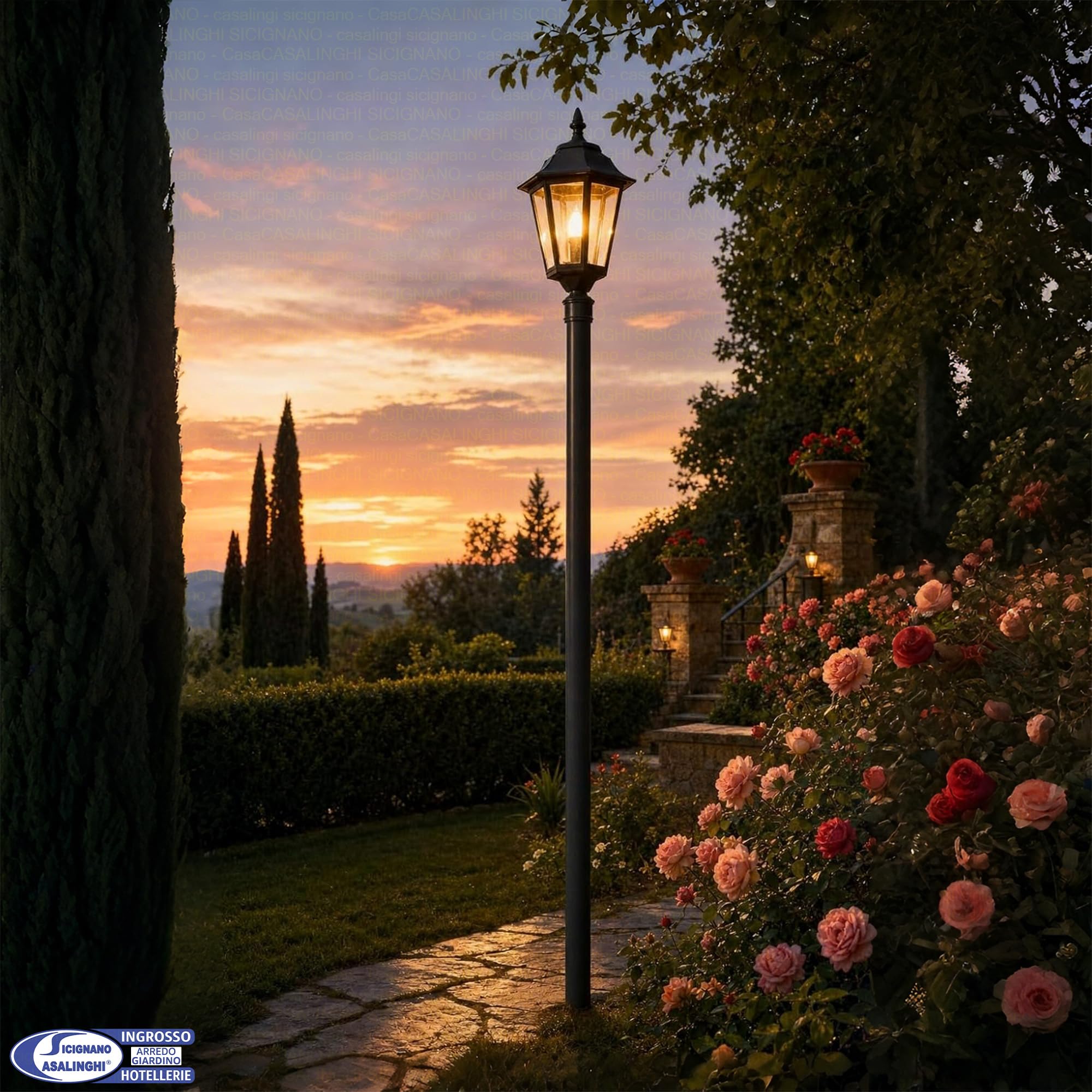 Sicignano Palo in Bayblend D.60mm, Altezza 1-2 mt, per Illuminazione Giardino Viale Terrazzo (1, 1 MT)