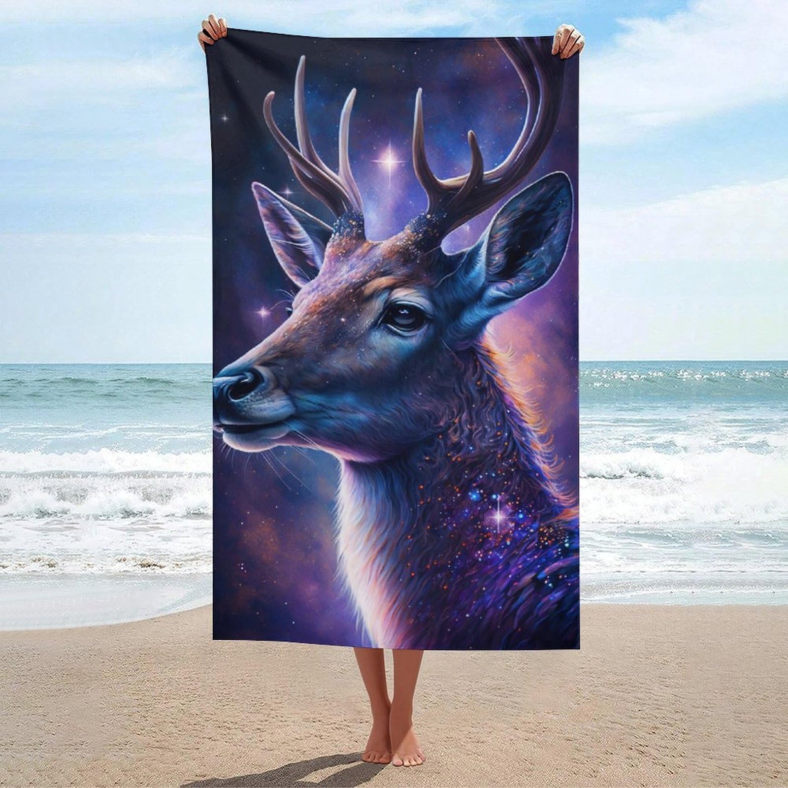 Serviettes de plage Galactic Deer idéales pour le sport en extérieur et natation
