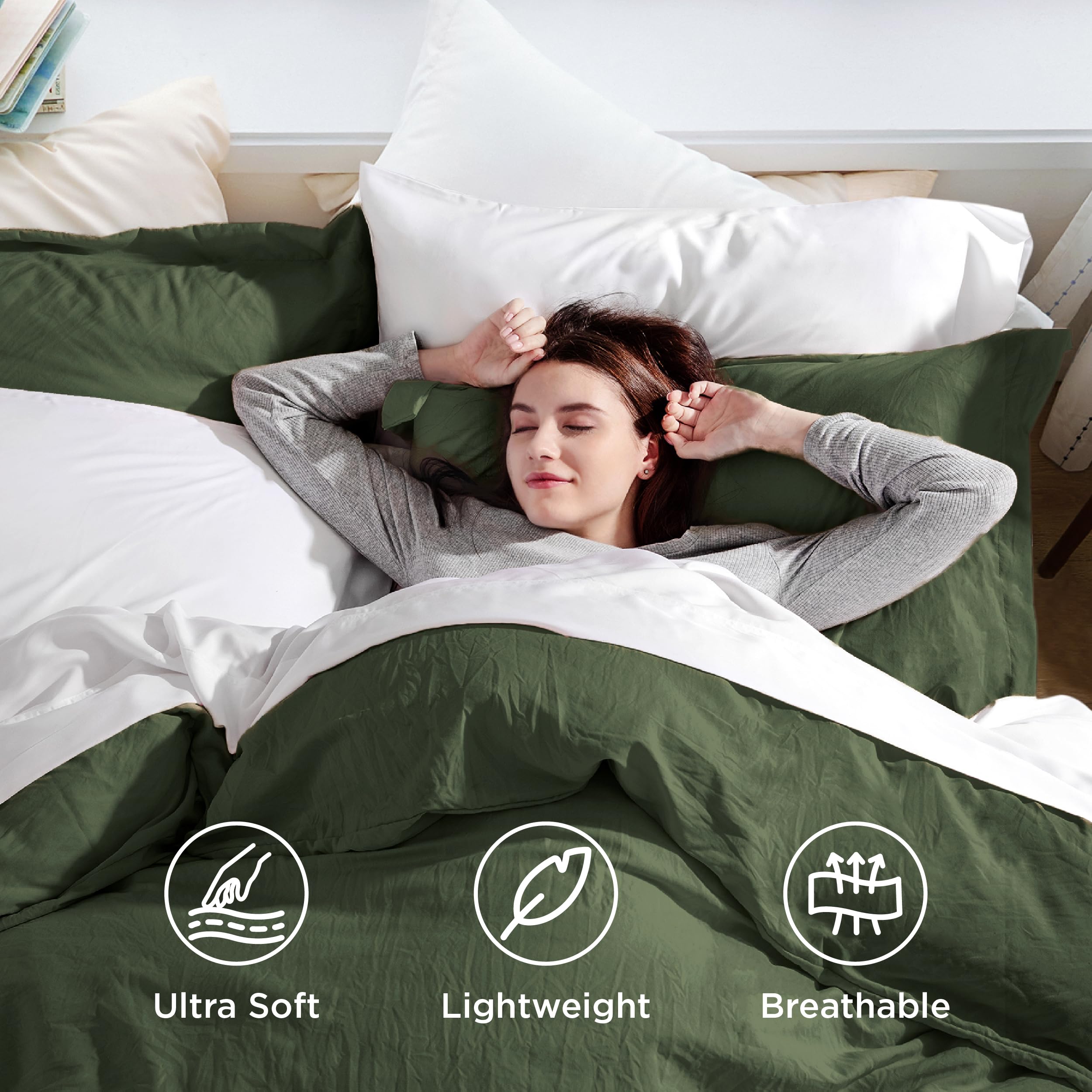 Amazon.com: Bedsure Olive Green Duvet Cover Twin/Twin XL Size - 2