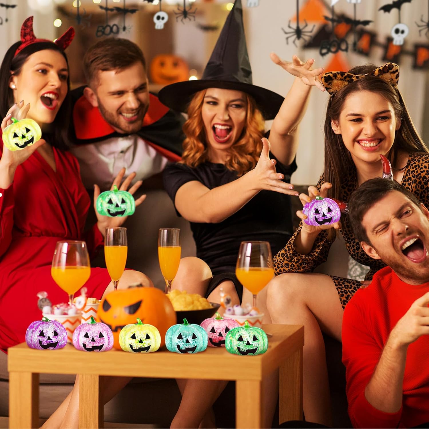 Meooeck 12 Pcs Halloween Pumpkin Stress Balls Bulk 3.2 Inches Halloween Party Favors Pumpkin Sensory Fidget Squeeze Toys Stress Relief Toys for Kids Adult Goodie Bag Basket Stuffers Gift ADHD Anxiety - Image 2