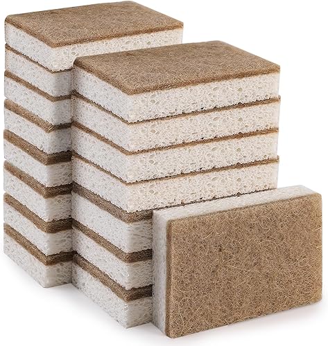 Miniatura 9 de Esponjas naturales para platos, paquete de 12  Keep Soap Esponja de cocina biodegradable Esponja de coco compostable  Esponjas de limpieza ecológicas