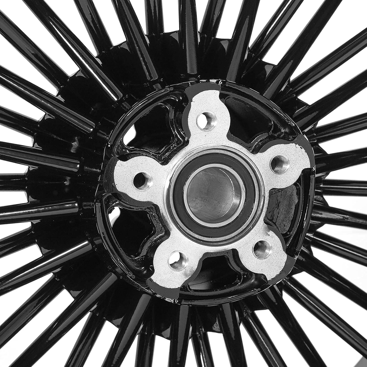 TOFR 16inch Gloss Black Rear Wheel Rim Fat King Spokes Tubeless For Harley Softail Standard Custom Night Train Springer 06-10 Fat Boy 06-17 Dyna Super Glide Low Rider Street Bob Wide Glide 06-17
