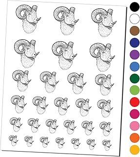 Majestic Bighorn Sheep Head Temporary Tattoo Water Resistant Fake Body Art Set Collection - Red (One Sheet)