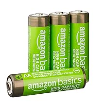 Amazon Basics Confezione da 4 batterie AA NiMH ricaricabili ad alta capacità, 2400 mAh, 1,2 V, ricaricabili fino a 400 volte, precaricate