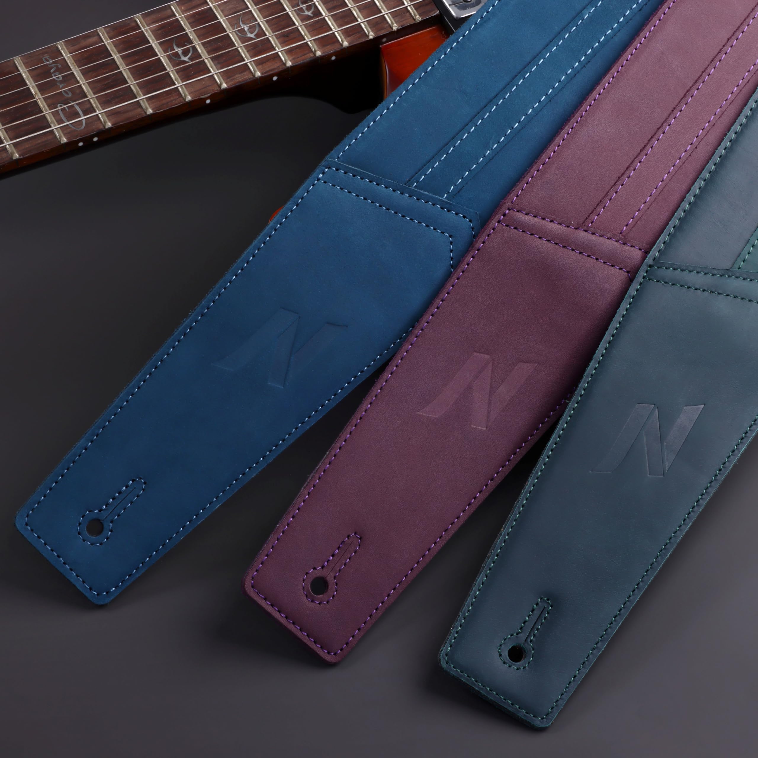 Nefelibata 3'' Wide Full-Grain Leather Guitar Straps'