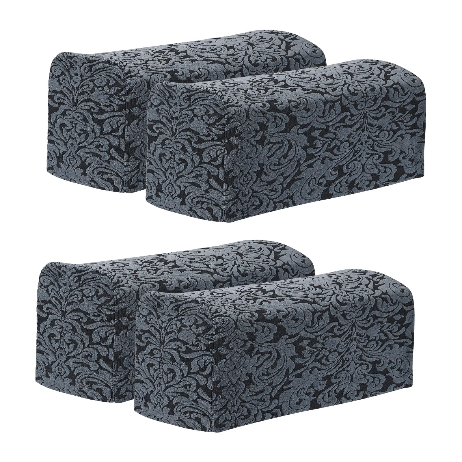 sourcing map 4Pcs Stretch Armrest Covers, Polyester Jacquard Soft Couch Arm Slipcovers Anti-Slip Furniture Protector for Chairs Couch Sofa Recliner, Gray