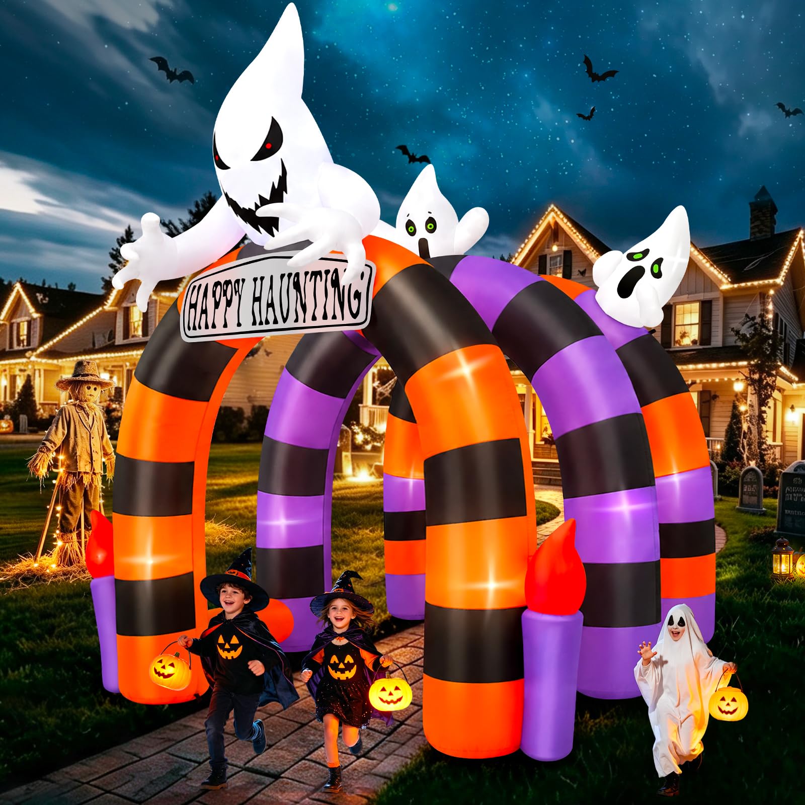 Kalolary 10 FT aufblasbarer Halloween-Bogen, Geister-Tunnel mit Kerzenmotiv