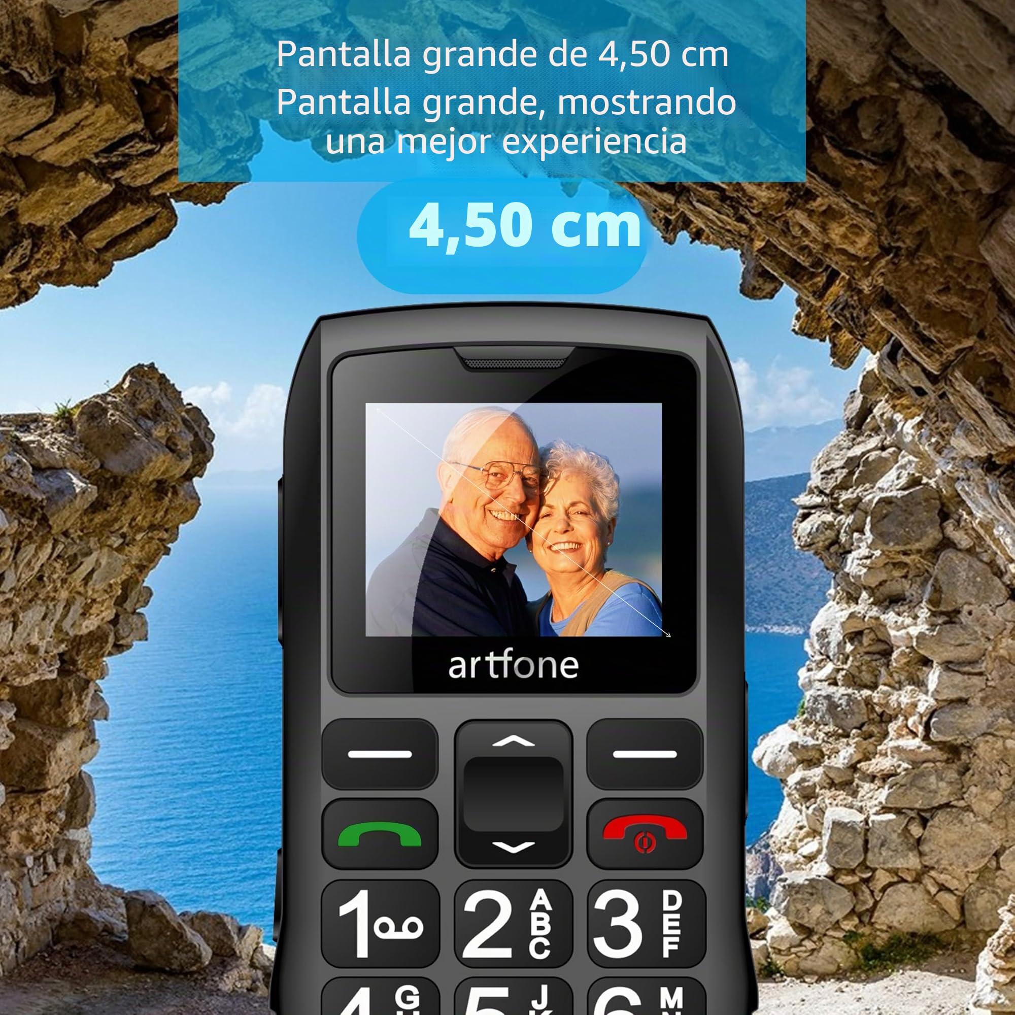 artfone C1+ gsm Teléfono Móvil para Personas Mayores丨Senior Móviles de Teclas Grandes丨Base Cargadora丨Doble SIM丨FM Radio丨Llamada Rápida丨Botón SOS丨Volumen Alto丨Batería de 1800 mAh丨USB-C - Negro
