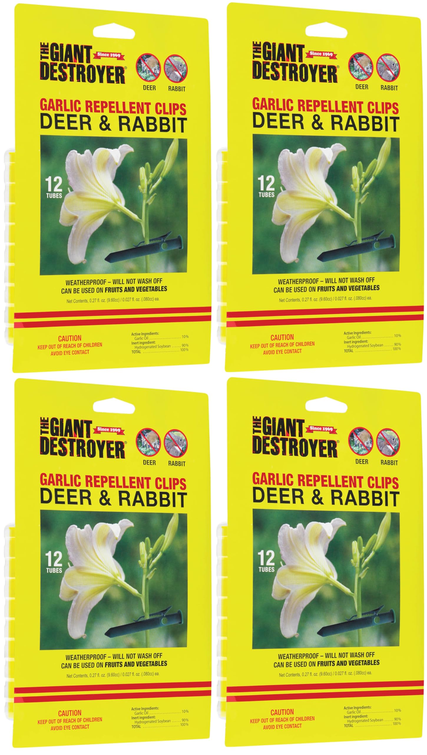 Giant Destroyer 700 Garlic Rabbit and Deer Repellent Clips - 48 Per Pack - for Garden, Farms, Trees & Backyard - Harmless to Plants & Animals