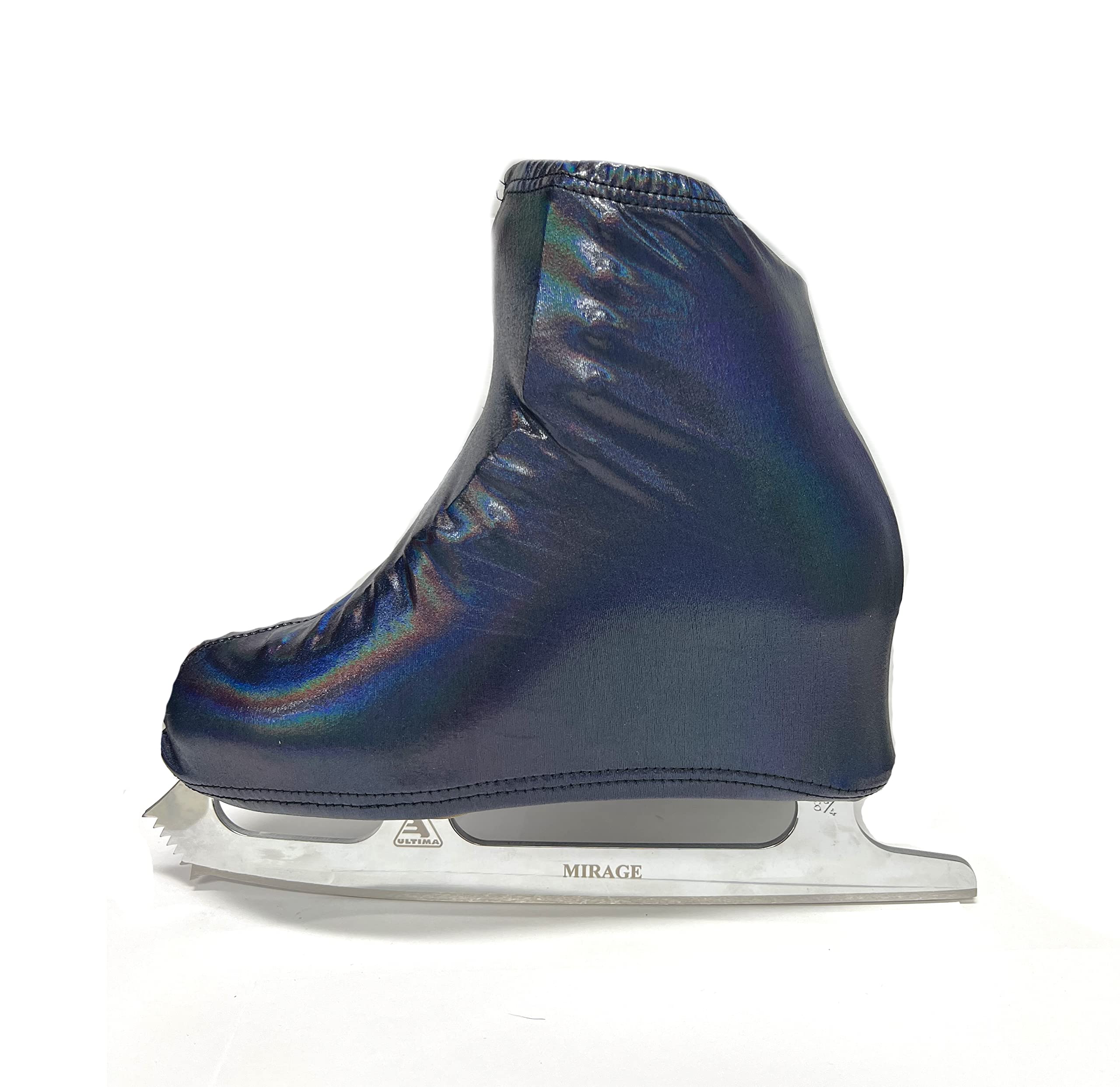 Kami-So Metallic Figure Skating Boot Covers | Ice Hockey Skates Protection Against Scratches, Scuffs, and Dirt | Durable Skate Shoe Cover | Ice Skating Accessories | Shiny Black - Adult Size