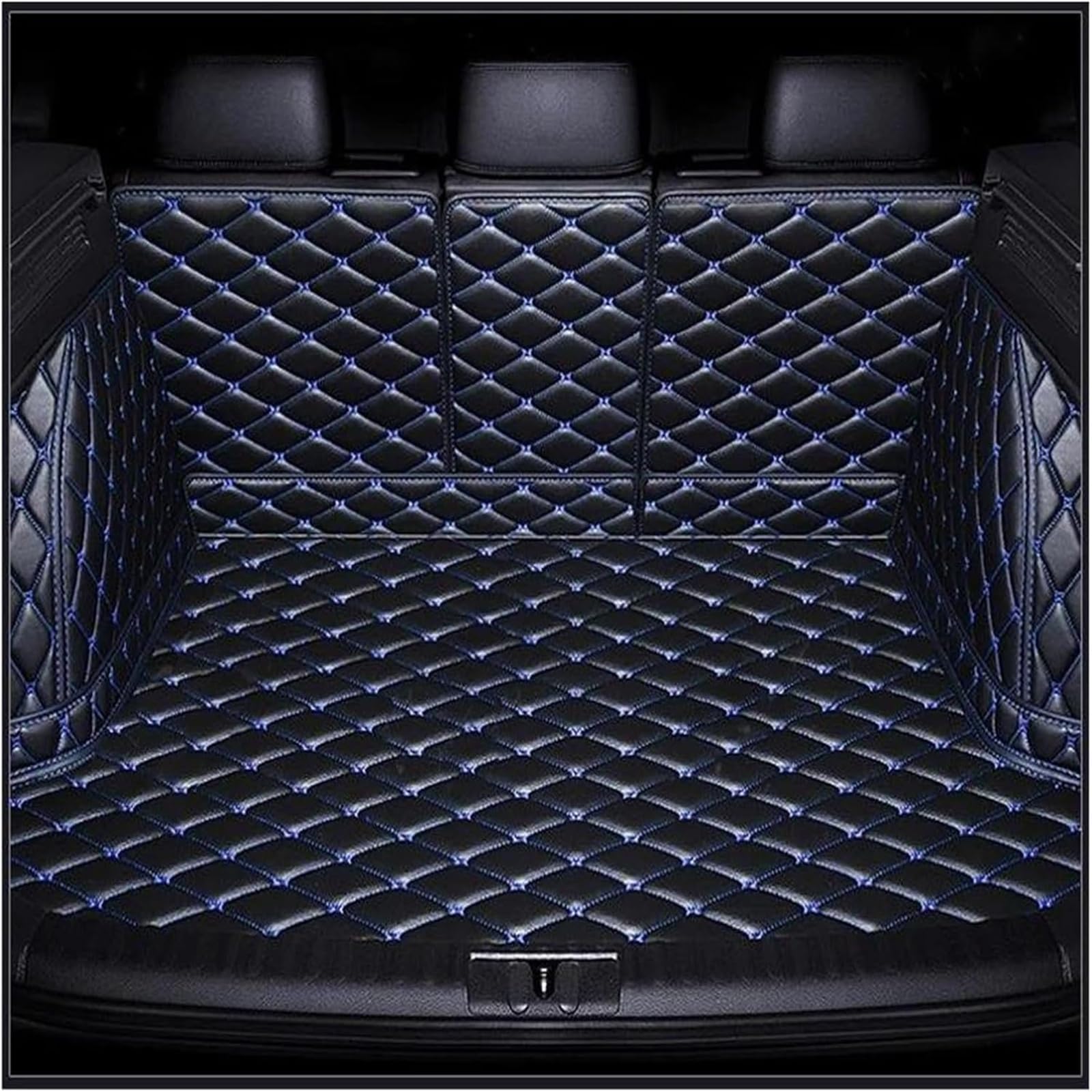 Auto Leder Kofferraummatte für Audi Q6 e-tron 2024 2025, Kofferraum Schutz Kofferraumwanne All Inclusive Wasserdicht Vollabdeckung Cargo Schutzmatte,C/Black and Blue