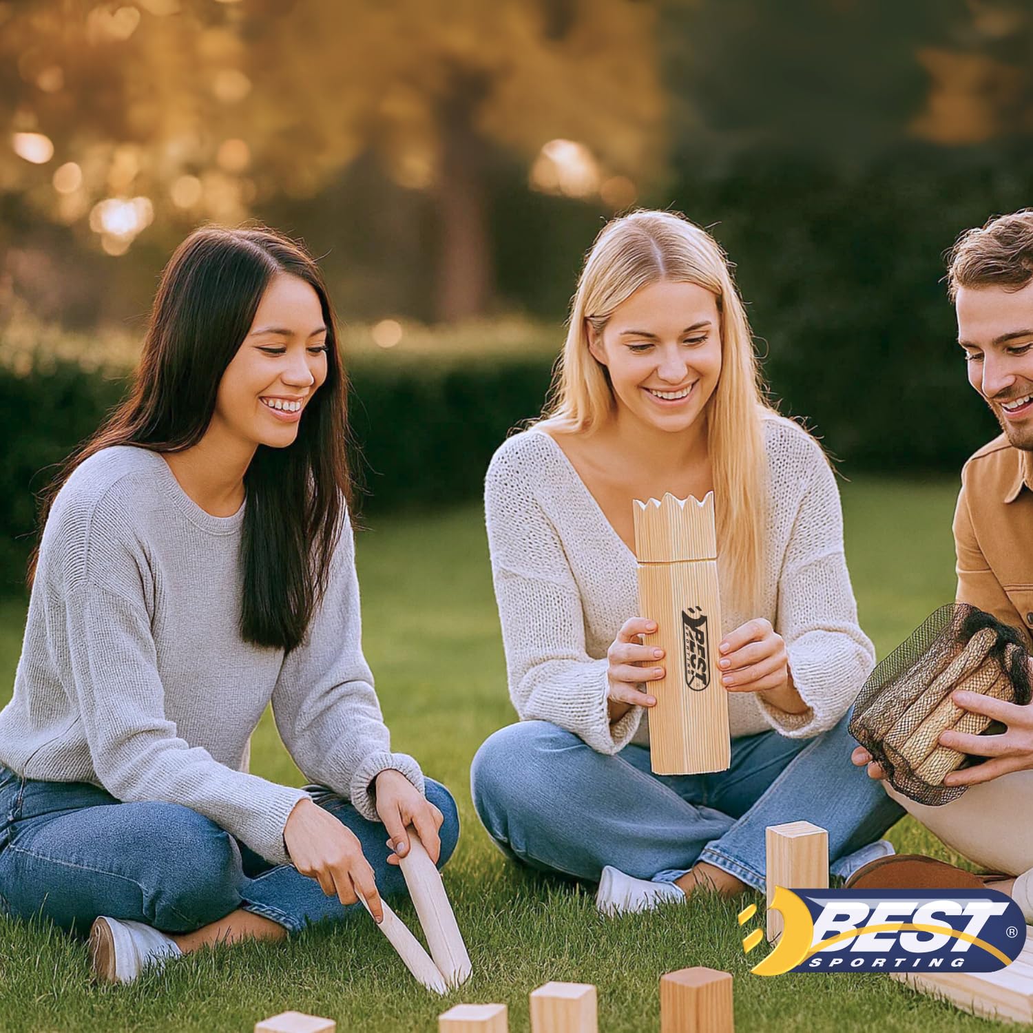 Best Sporting Nordmann-Schach Reise-Set | Kubb Spiel für Erwachsene & Kinder | Outdoor Wurfspiel aus Holz | Gesellschaftsspiel für Draußen | Kompaktes Holzspiel mit Tragetasche